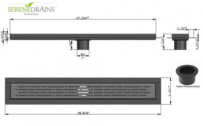 Polished Chrome Linear Shower Drain with Free Hair Trap, Broken Lane Design By SereneDrains