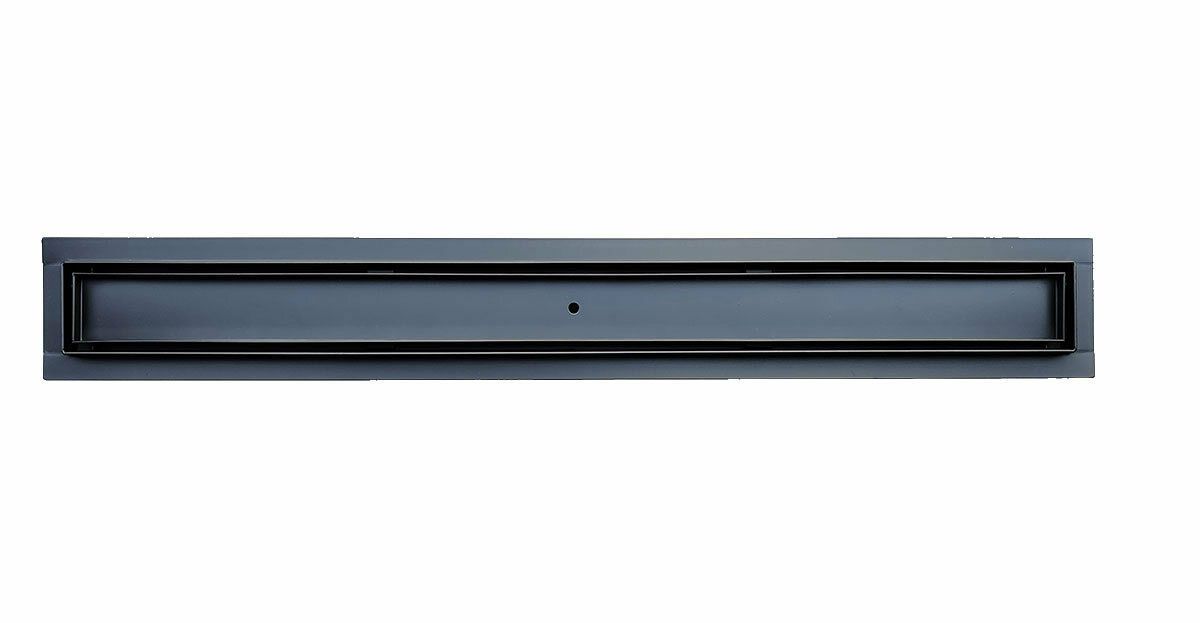 SereneDrains Linear Drain Complete Installation Kit: Matte Black Tile Insert Linear Drain, 2 Inch ABS Shower Drain Base, Hair trap