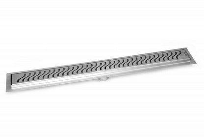 SereneDrains Linear Shower Drain with Hair Trap Set Ocean Wave Design