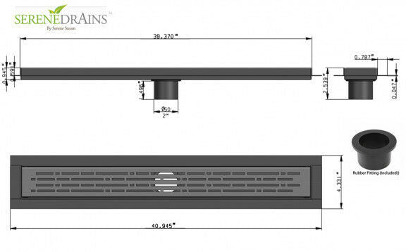 Brushed Nickel Linear Shower Drain with Free Hair Trap, Broken Lane Design By SereneDrains