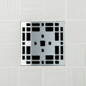 Ebbe E4801 Prairie Polished Chrome Square Shower Drain with Installation Kit