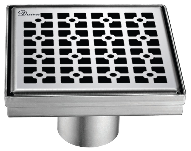 Dawn 5 Inch Square Shower Drain Views Along The River Nile Series LVG050504 (push-in) Polished Satin Finish