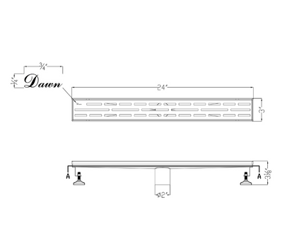 12 Inch Linear Drain with Adjustable Leveling Feet, Dawn USA Amazon River Series