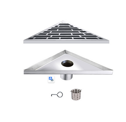 Corner Triangle Drain, Dawn® Amazon River Series, Triangle Drain with Installation Set