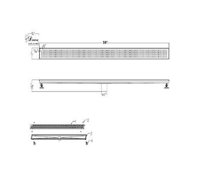 Dawn® 36 Inch Shower Linear Drains, Brisbane River Series, Polished Satin Finish