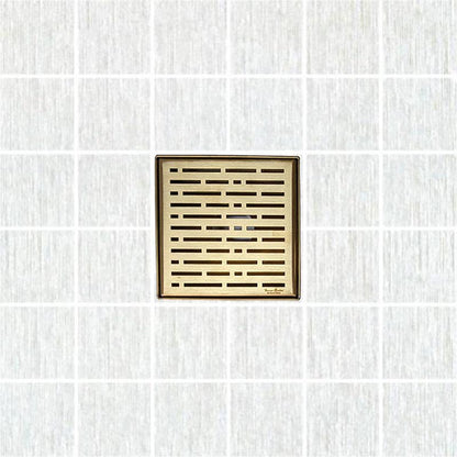 SereneDrains Satin Gold Square Shower Drain with Hair Trap Set (4 and 6 Inch Drains)