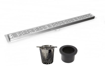 90 Inch Large Linear Shower Drain, Broken Lane Design, Complete Installation Kit