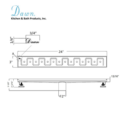 Dawn® 36 Inch Linear Shower Drain, Congo-Chambeshi River Series, Polished Satin Finish