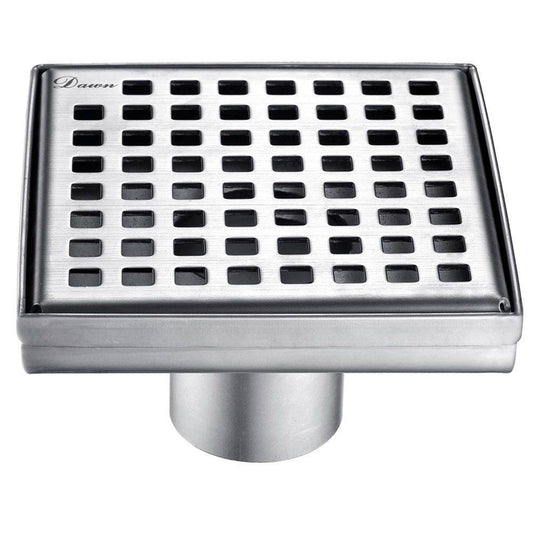 Dawn 5 Inch Square Shower Drain Brisbane River Series LBE050504 (push-in) Polished Satin Finish