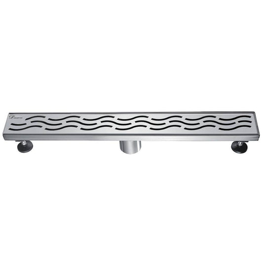 24 Inch Linear Drain with Adjustable Feet, Luxury Polished Finish Drain, Dawn USA LHG240304