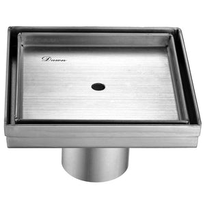 Dawn 5 Inch Tile Insert Square Shower Drain Colorado River Series SCO050504 (push-in) Polished Satin Finish