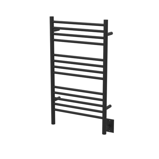 Amba Jeeves C Straight Matte Black Towel Warmer, Hardwired, 13 Bars, W 21" H 36"