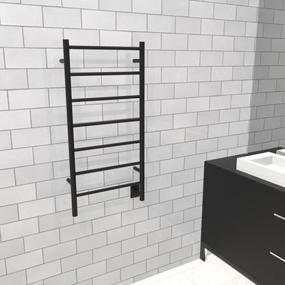 Amba Jeeves F Straight Matte Black Towel Warmer, Hardwired, 7 Bars, W 21" H 41"