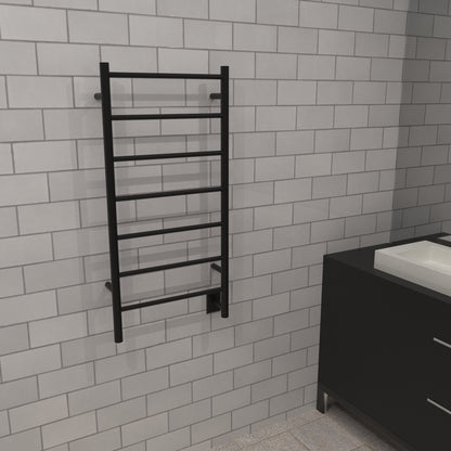 Amba Jeeves F Straight Matte Black Towel Warmer, Hardwired, 7 Bars, W 21" H 41"