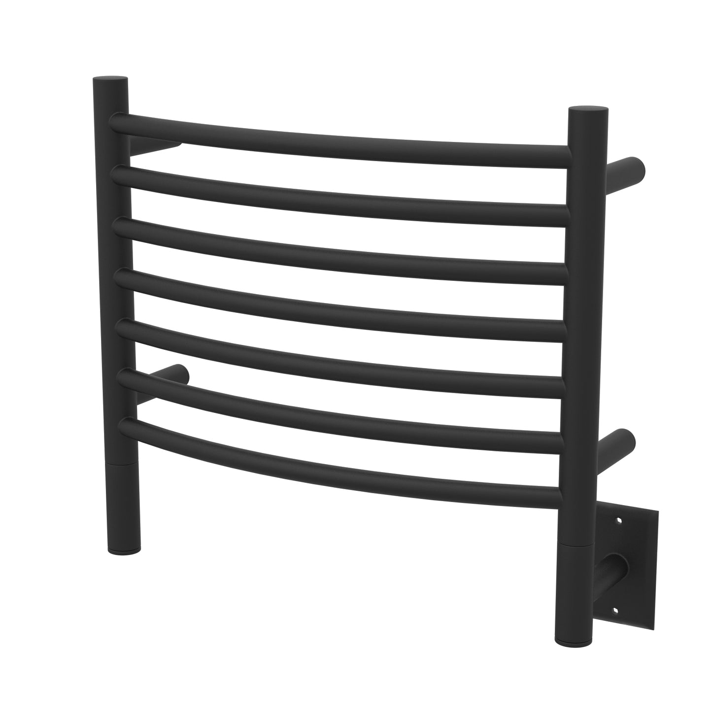 Amba Jeeves H Curved Matte Black Towel Warmer, 7 Bars, Hardwired, 21" W x 18" H