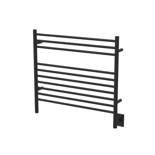 Amba Jeeves K Straight Matte Black Towel Warmer, Hardwired, 10 Bars, W 30" H 27"