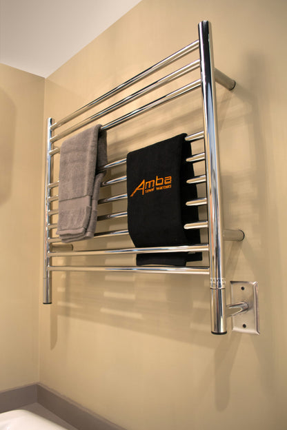 Amba Jeeves K Straight Polished Towel Warmer, Hardwired, 10 Bars, W 30" H 27"