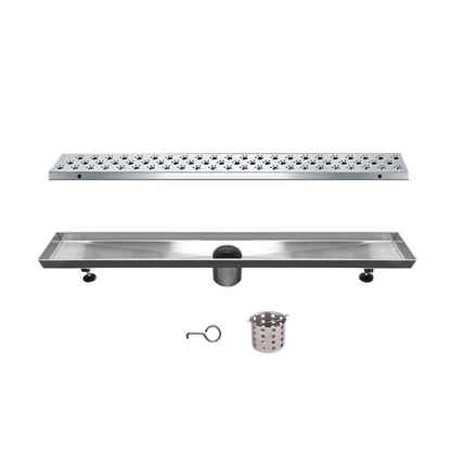 24 Inch Linear Drain with Adjustable Feet, Luxury Polished Finish Drain, Dawn USA LMU240304