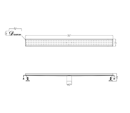 12 Inch Linear Drain with Adjustable Leveling Feet, Dawn USA Nile River Series