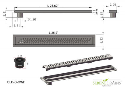 24 Inch Side Outlet Linear Shower Drain by SereneDrains