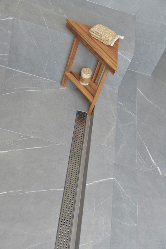 16 Inch Linear Shower Drain Brushed Finish Traditional Square Design SereneDrains