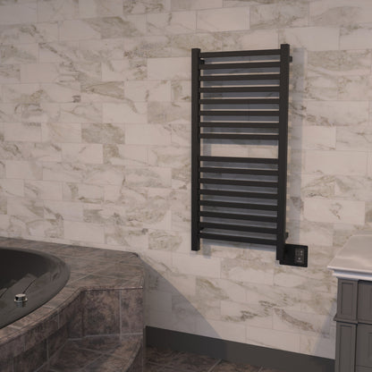 Matte Black Towel Warmer, Amba Quadro Model Q2042, 16 Bars Towel Warmer