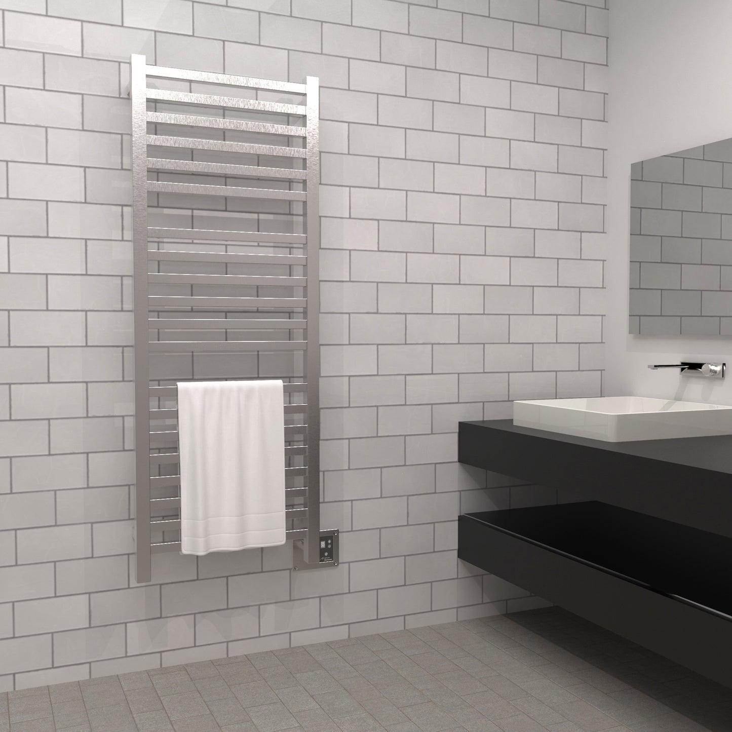 Brushed Towel Warmer, Amba Quadro Model Q2054, 20 Bars Towel Warmer