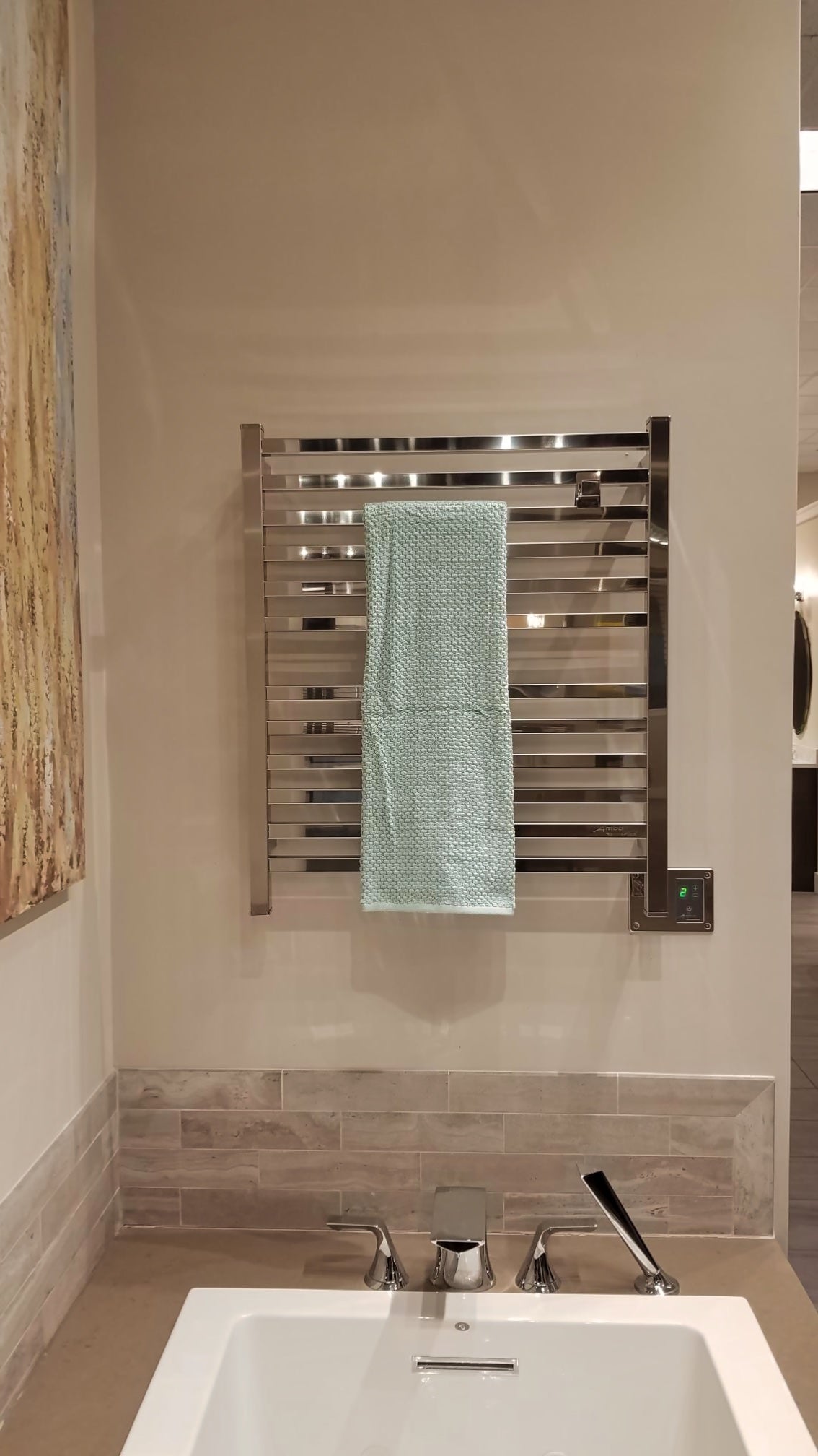 Polished Towel Warmer, Amba Quadro Model Q2833P, 12 Bars Towel Warmer