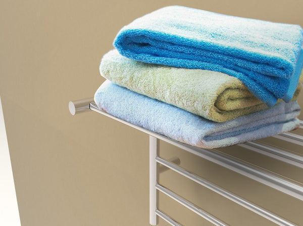 Polished Towel Warmer, Amba Radiant Shelf 8 Bar Towel Warmer