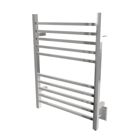 Polished Towel Warmer, Amba Radiant Square Hardwired Straight 10 Bar Towel Warmer