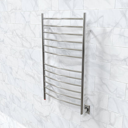 Polished Towel Warmer, Amba Radiant Hardwired Curved, 12 Bars Towel Warmer