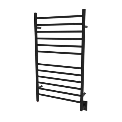 Matte Black Towel Warmer, Amba Radiant Hardwired Straight, 12 Bars Towel Warmer