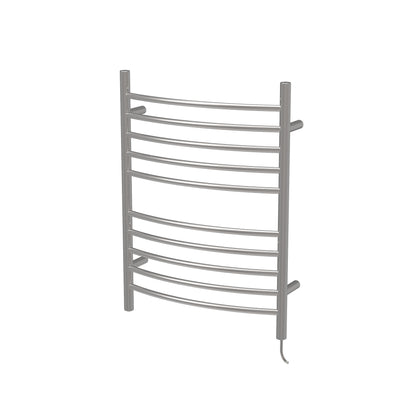 Polished Towel Warmer, Amba Radiant Plug-in Curved 10 Bar Towel Warmer