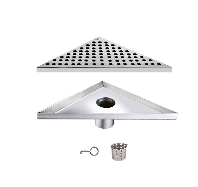 Corner Triangle Drain, Dawn® Rhone River Series, Triangle Drain with Installation Set