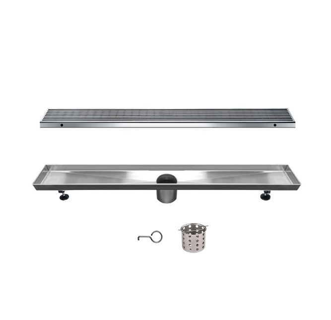 24 Inch Linear Drain with Adjustable Feet, Luxury Polished Finish Drain, Dawn USA LWN240304