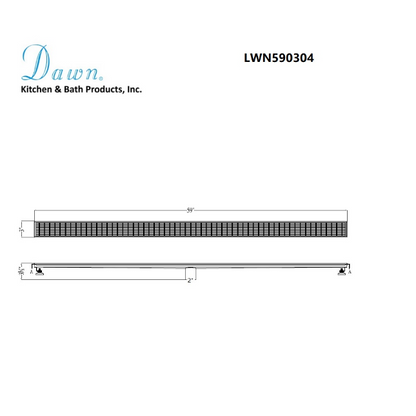 24 Inch Linear Drain with Adjustable Feet, Luxury Polished Finish Drain, Dawn USA LWN240304