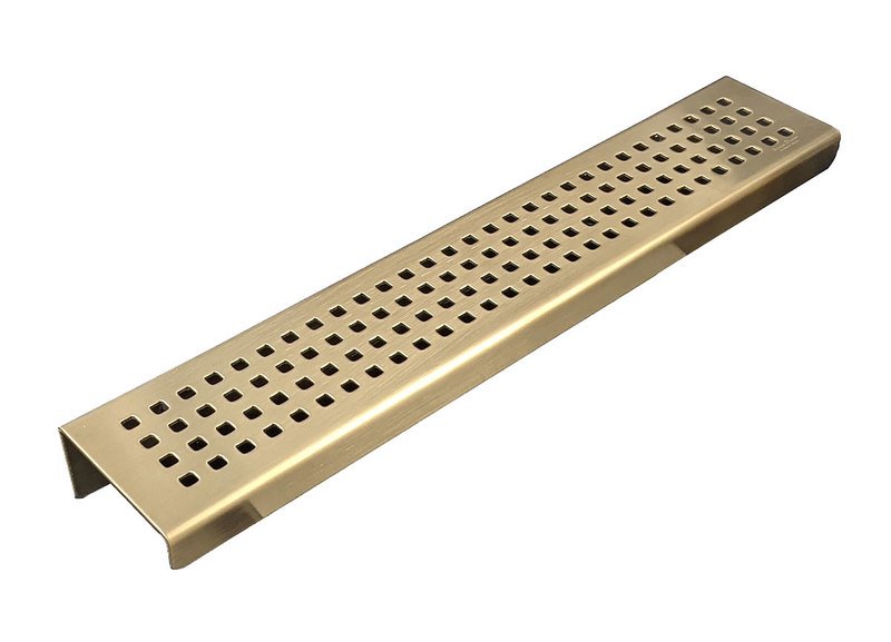 Gold Shower Set, Tile Insert 5 Inch Square Drain with Gold Shower