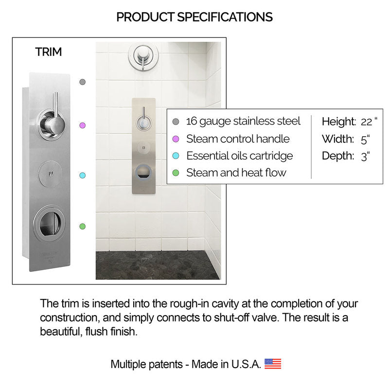 Shower Steam System, Serene Steam Shower Solar Flare Revive - Brushed Stainless