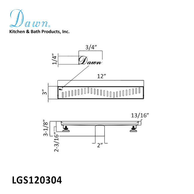 Dawn® 47 Inch Linear Shower Drain, Ganges River Series, Polished Satin Finish