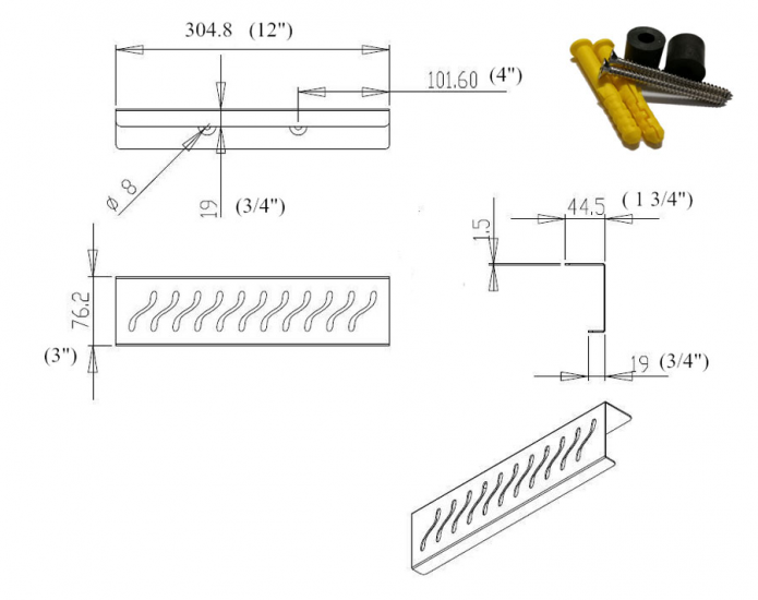 Oil Rubbed Bronze Shower Shelf, Elegant Drill & Screw Wall Mount Shower Shelf, Ocean Wave Design