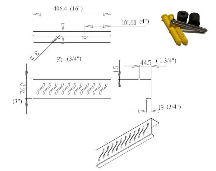 Oil Rubbed Bronze Shower Shelf, Elegant Drill & Screw Wall Mount Shower Shelf, Ocean Wave Design