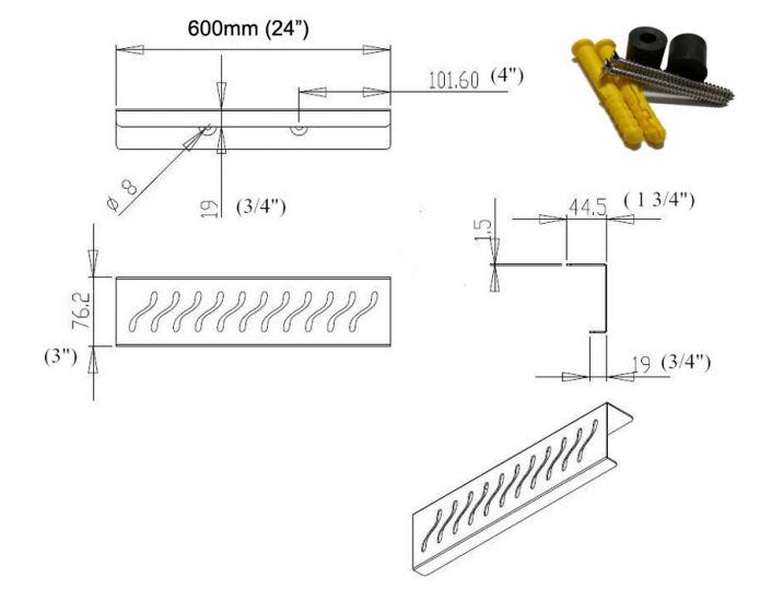 Oil Rubbed Bronze Shower Shelf, Elegant Drill & Screw Wall Mount Shower Shelf, Ocean Wave Design