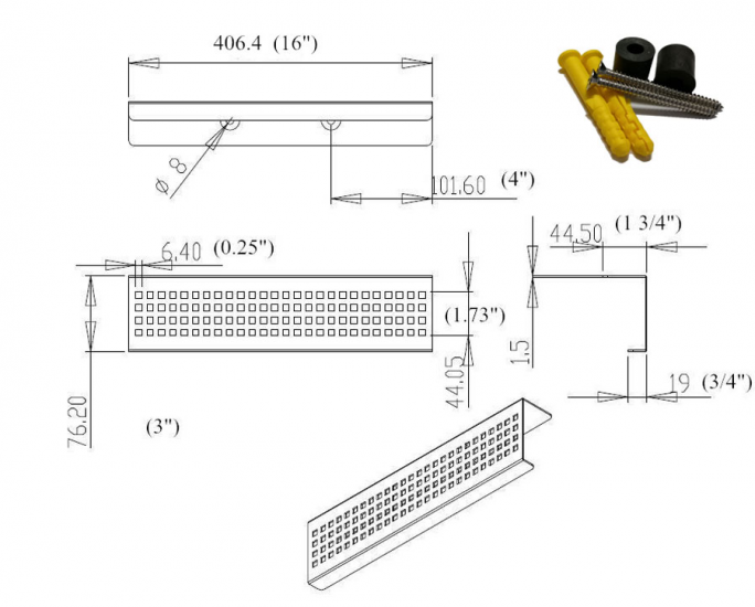 Oil Rubbed Bronze Shower Shelf, Elegant Drill & Screw Wall Mount Shower Shelf, Traditional Square Design