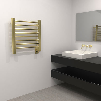 Satin Brass Towel Warmer, Amba Sirio Model S2121, 8 Bars Towel Warmer