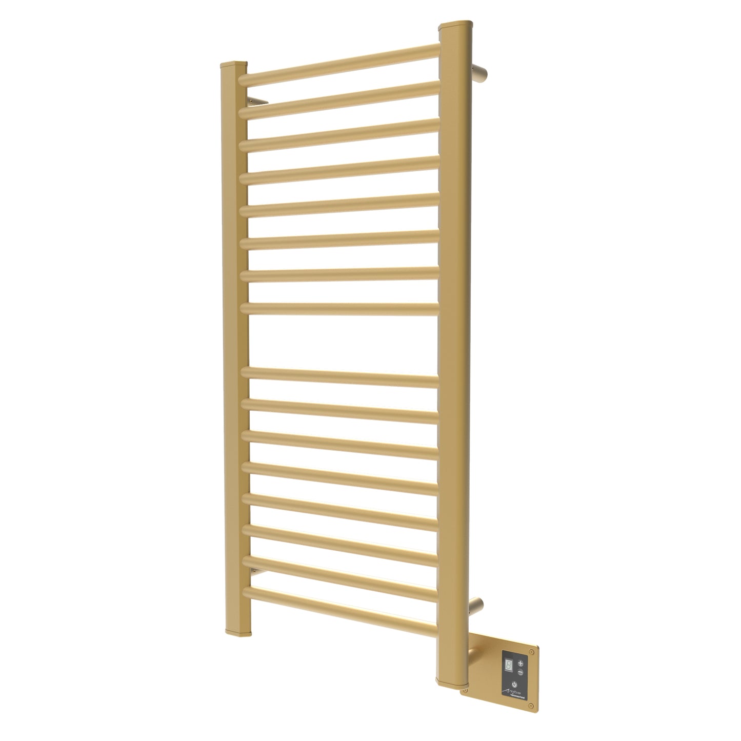 Satin Brass Towel Warmer, Amba Sirio Model S2142, 16 Bars Towel Warmer