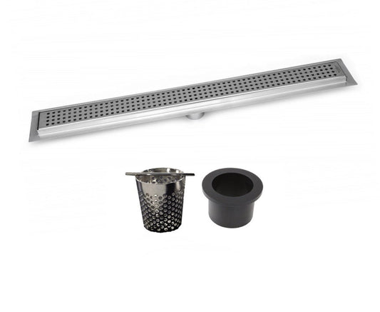 SereneDrains Linear Shower Drain with Hair Trap Set, Traditional Square Design