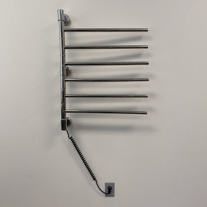 Polished Towel Warmer, Amba Swivel Jack Model, 6 Bars Towel Warmer