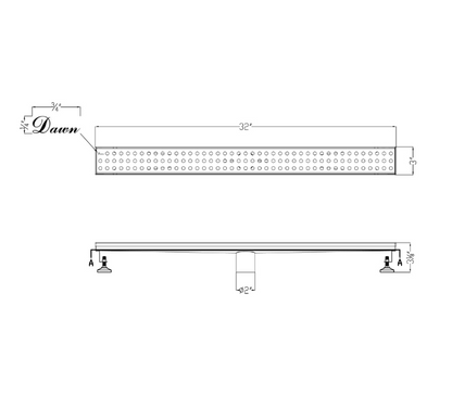 12 Inch Linear Drain with Adjustable Leveling Feet, Dawn USA Thames River Series