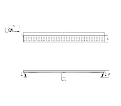 12 Inch Linear Drain with Adjustable Leveling Feet, Dawn USA Thames River Series