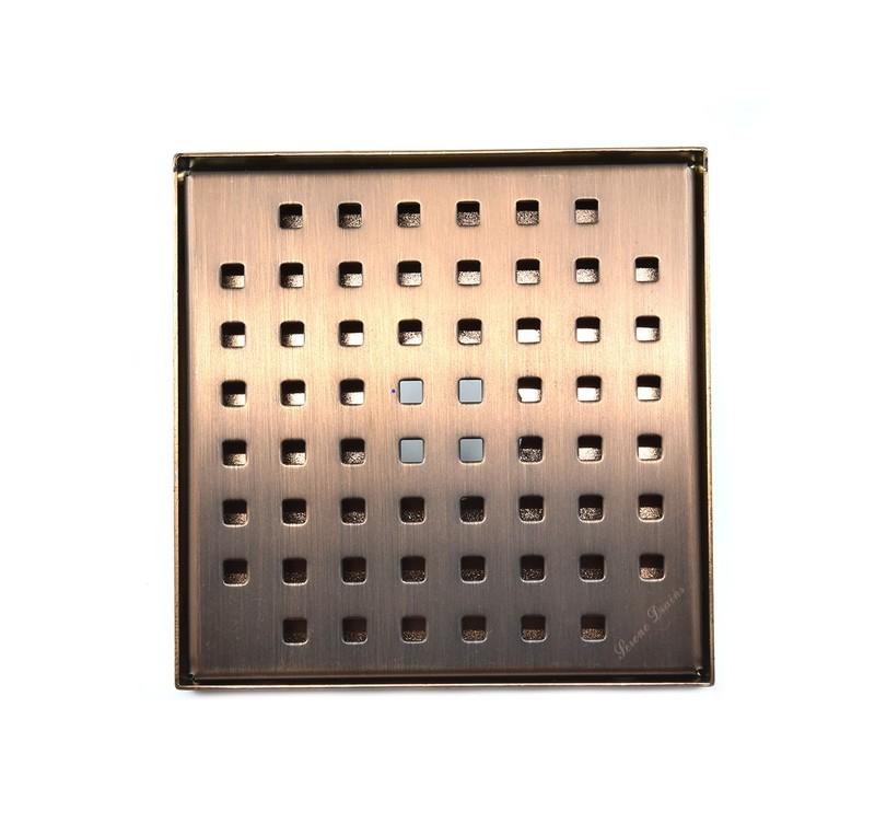 6 Inch Oil Rubbed Bronze Square Shower Drain with Hair Trap Set (2 Designs)